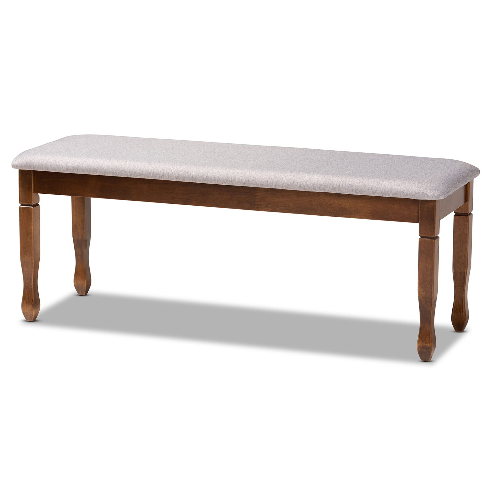 Baxton Studio Corey Modern and Contemporary Grey Fabric Upholstered and Walnut Brown Finished Wood Dining Bench
